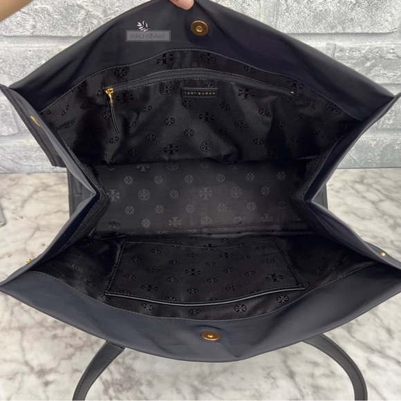 Tory Burch Large Ella Nylon Tote In Black - Picture 7 of 9